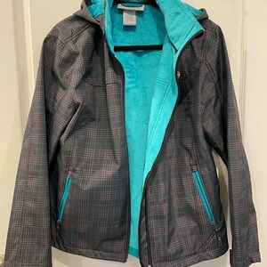 Free Country Plaid Gray and Teal Ski Jacket